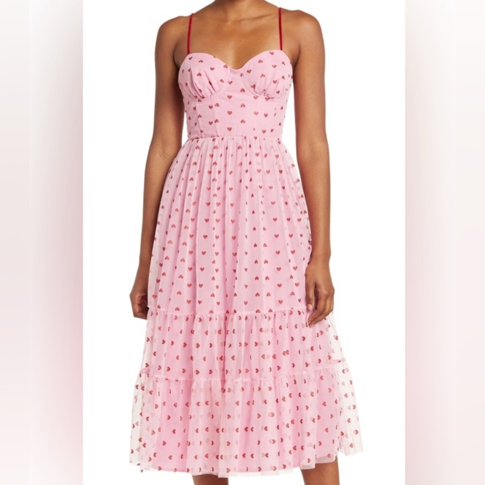 Betsey Johnson Pink Heart Midi Dress - Picture 7 of 7